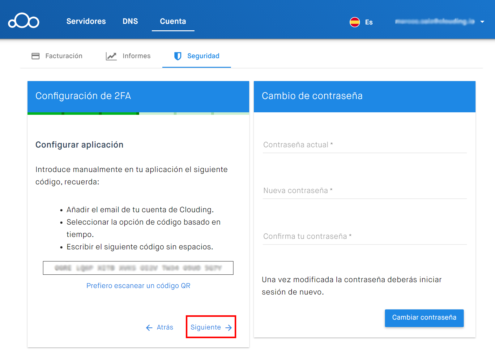 Cómo configurar la Autentificación de Dos Factores (2FA) – Clouding.io